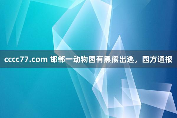 cccc77.com 邯郸一动物园有黑熊出逃，园方通报