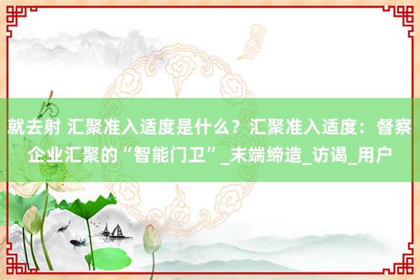 就去射 汇聚准入适度是什么？汇聚准入适度：督察企业汇聚的“智能门卫”_末端缔造_访谒_用户
