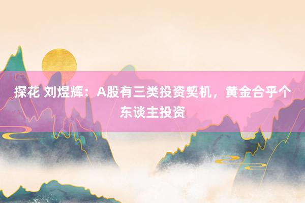 探花 刘煜辉：A股有三类投资契机，黄金合乎个东谈主投资